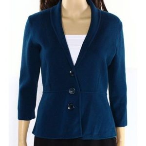 Peacock Blue Teal Sweater Jacket Cardigan